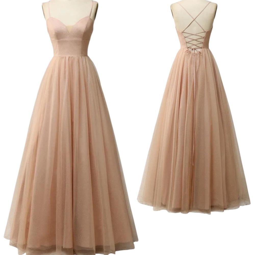 David's Bridal Rose Gold Glitter Ballgown Dress size 8